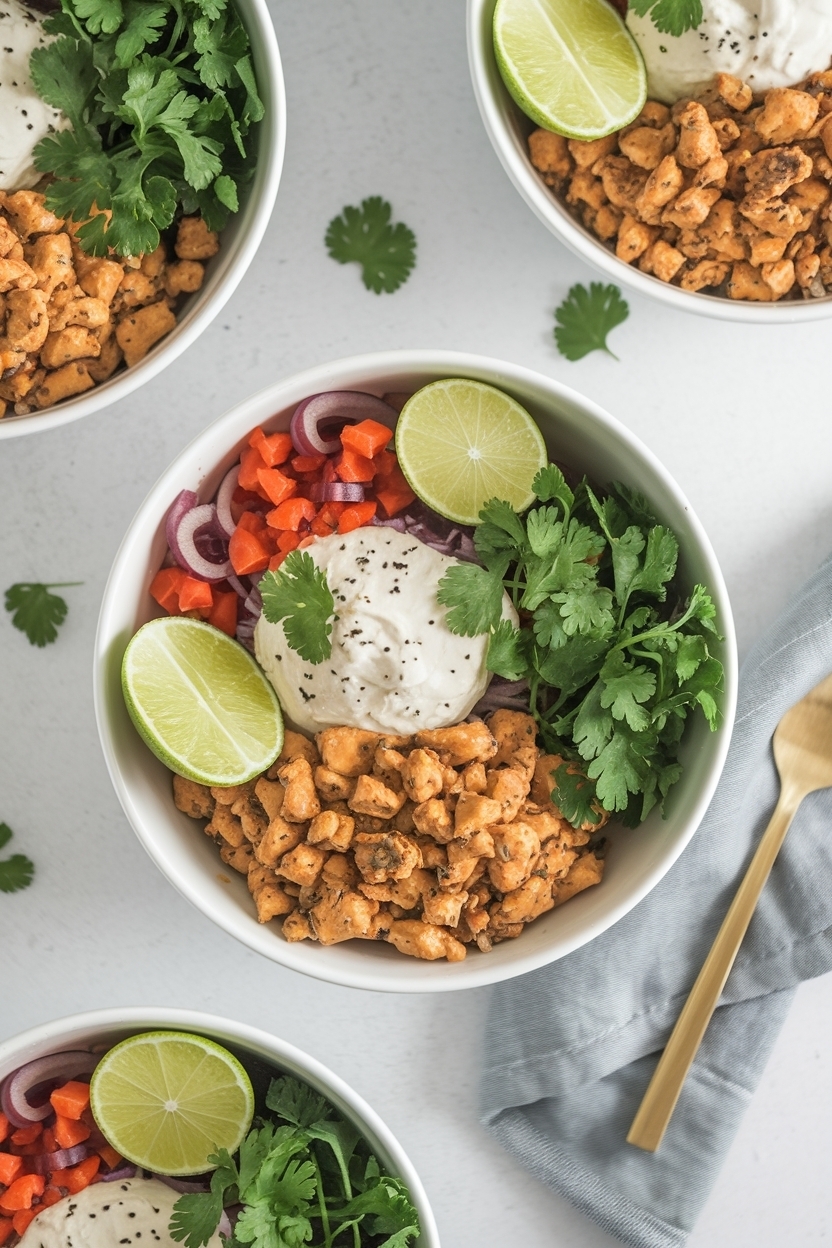 high protein chicken burrito bowl meal prep