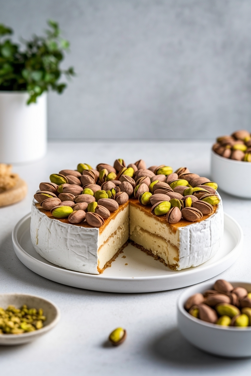 baked brie with hot honey pistachios