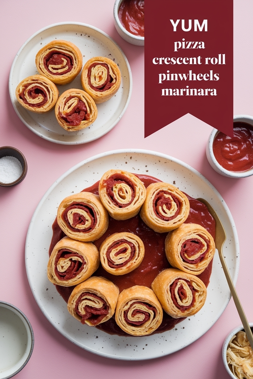 pizza crescent roll pinwheels marinara