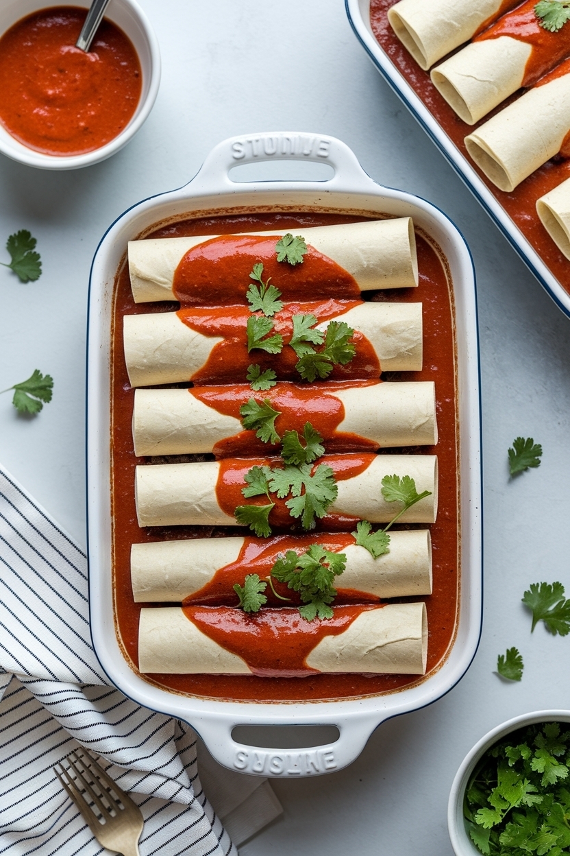 ground beef enchiladas red sauce 9x13