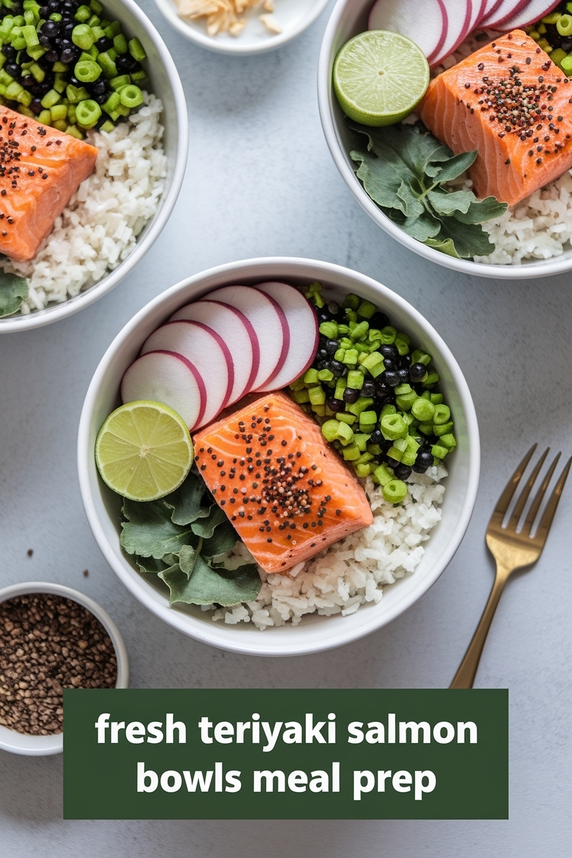 teriyaki salmon bowls meal prep
