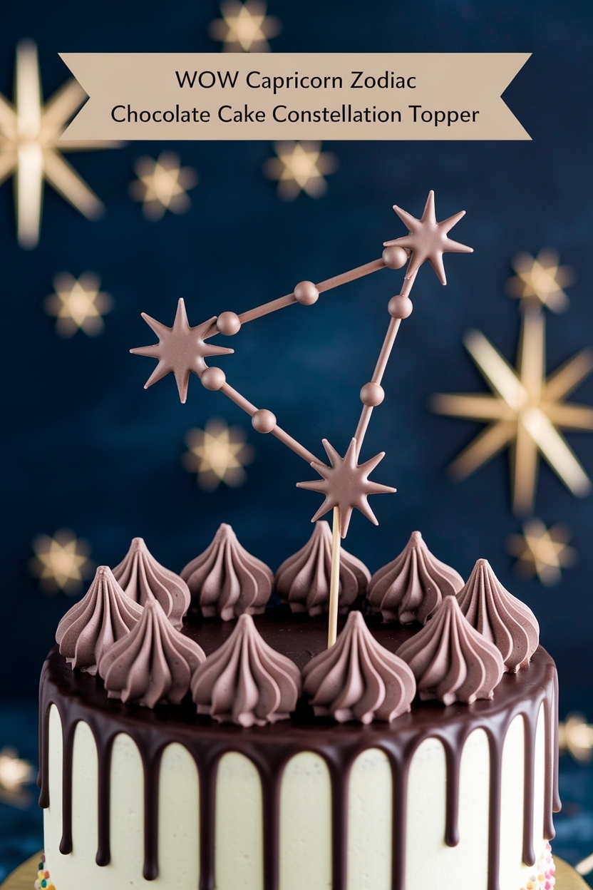 capricorn zodiac chocolate cake constellation topper
