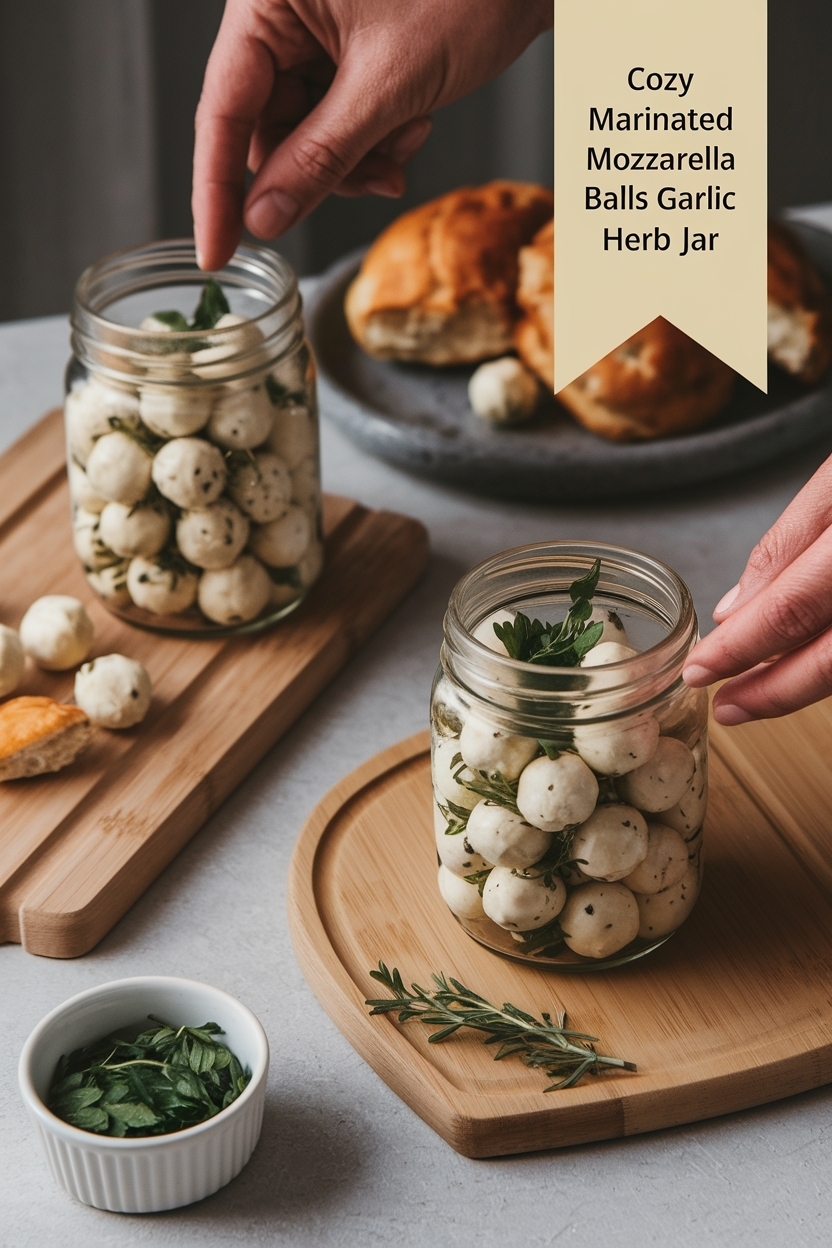 marinated mozzarella balls garlic herb jar