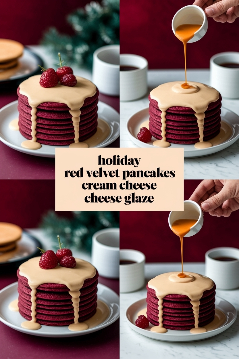 red velvet pancakes cream cheese glaze