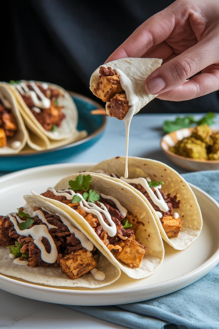 crispy tofu tacos chipotle crema