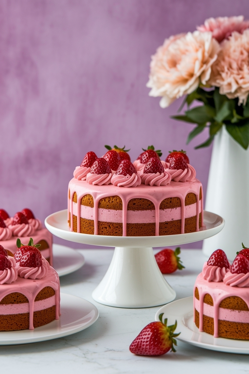 strawberry heart mini cakes 4 inch