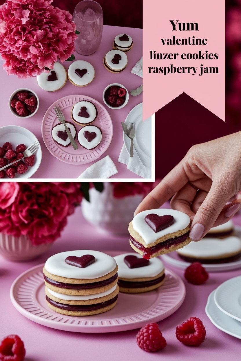 valentine linzer cookies raspberry jam