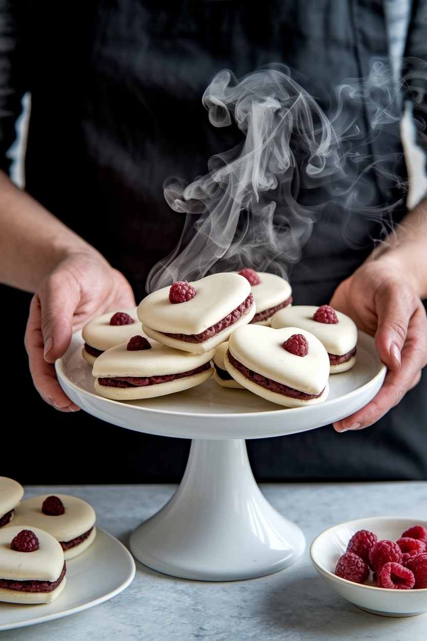 white chocolate raspberry cookies hearts
