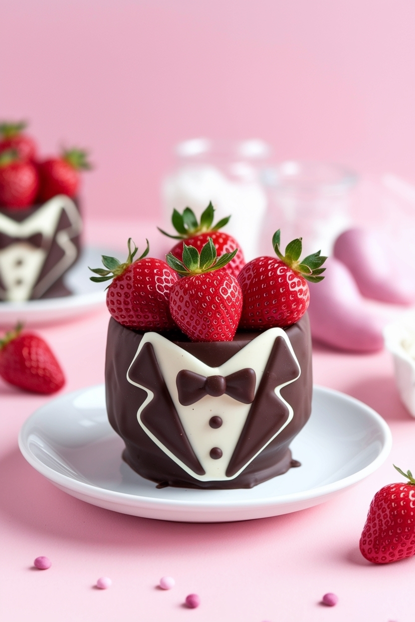 valentine chocolate strawberries tuxedo