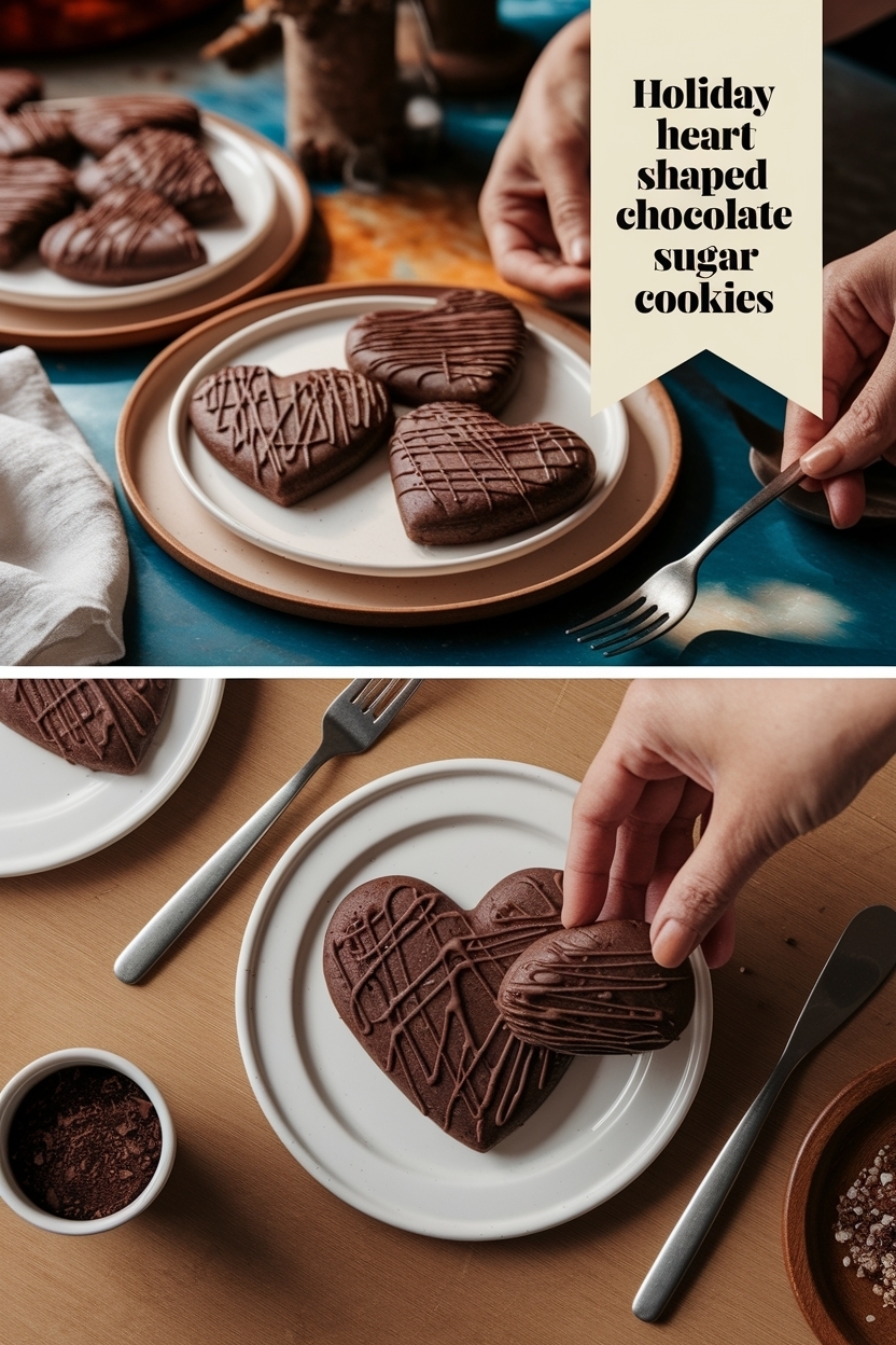 heart shaped chocolate sugar cookies