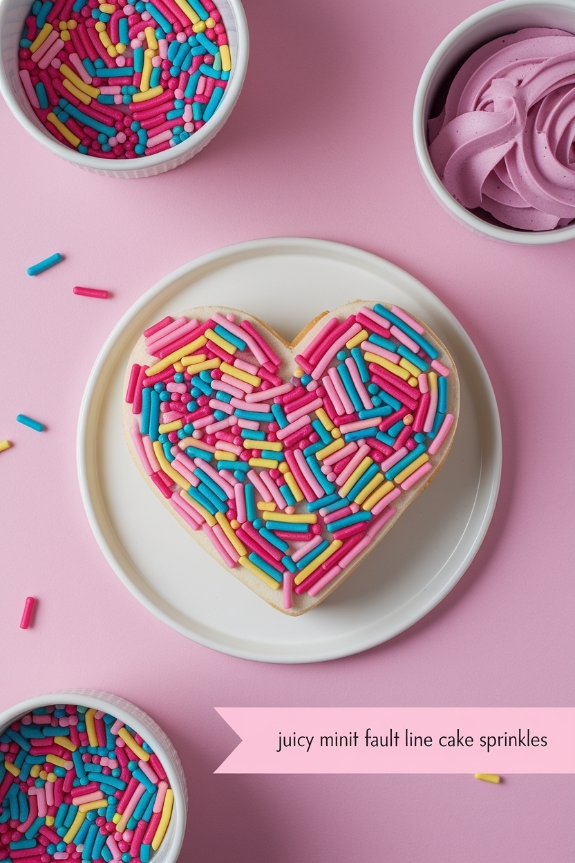 mini heart fault line cake sprinkles