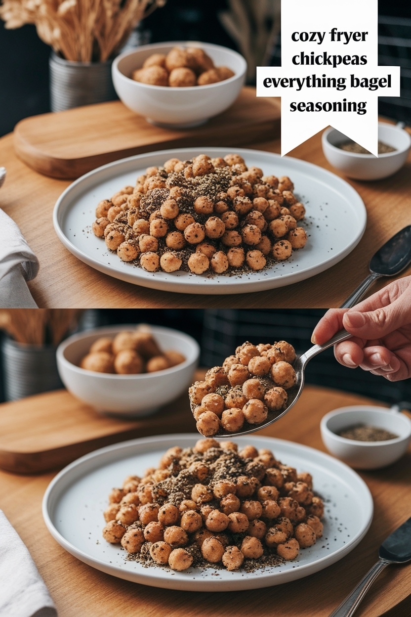 air fryer chickpeas everything bagel seasoning