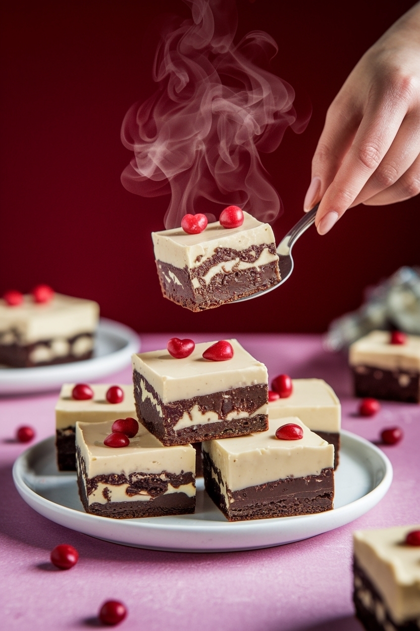 valentine brownie bites with ganache