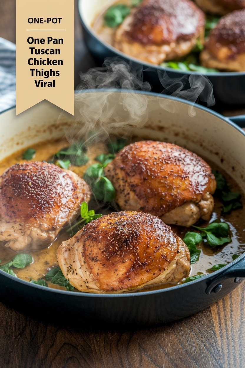 one pan tuscan chicken thighs viral