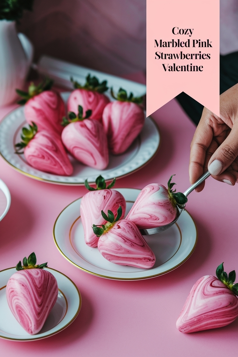 marbled pink strawberries valentine