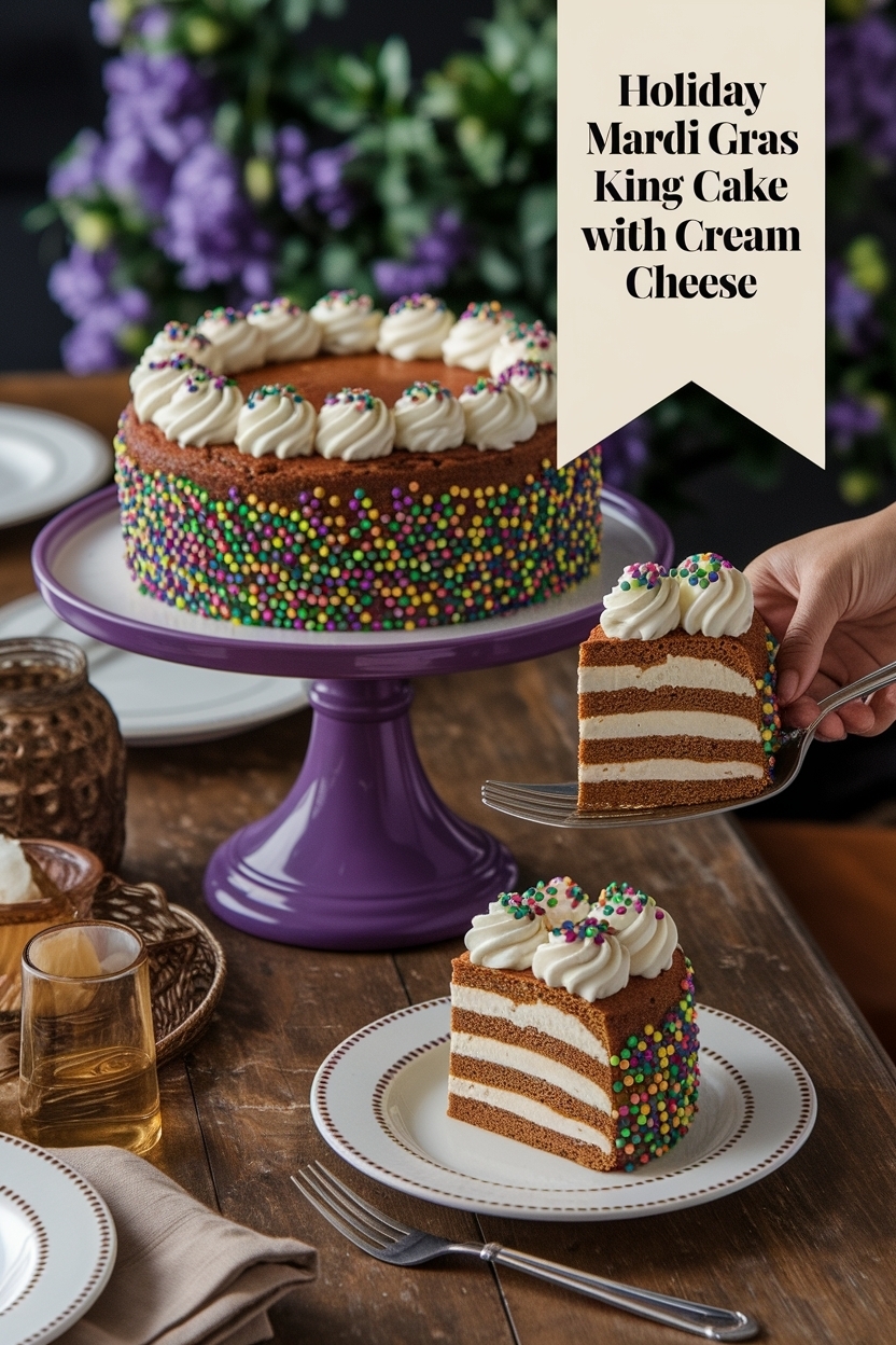 mardi gras king cake with cream cheese