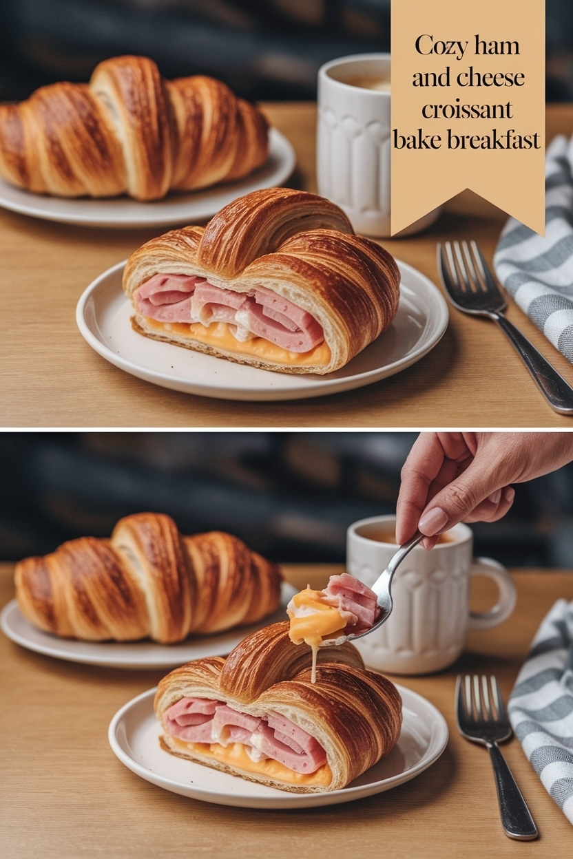 ham and cheese croissant bake breakfast