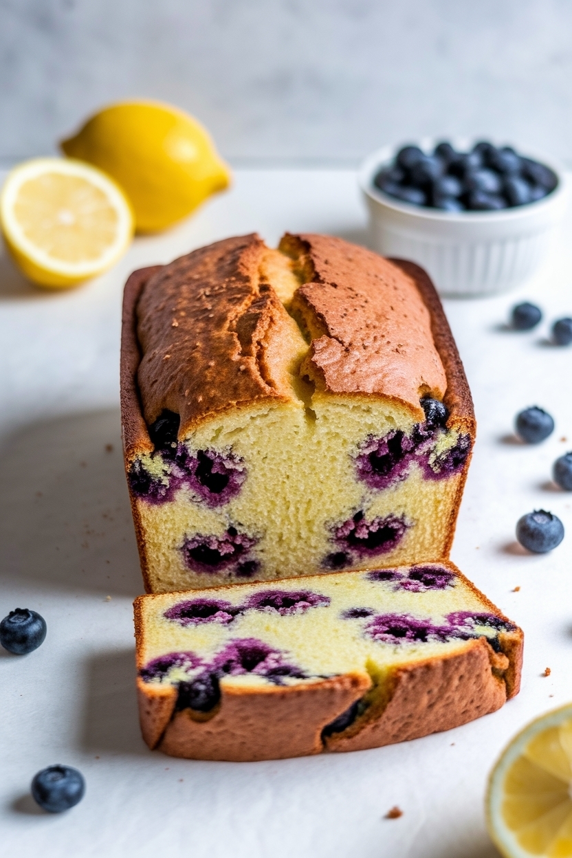 lemon blueberry sourdough quick loaf