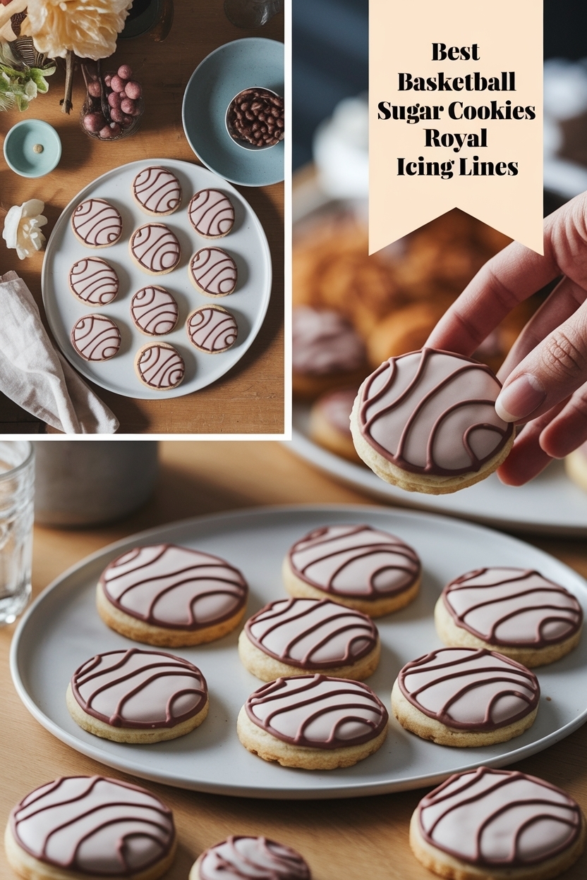 basketball sugar cookies royal icing lines