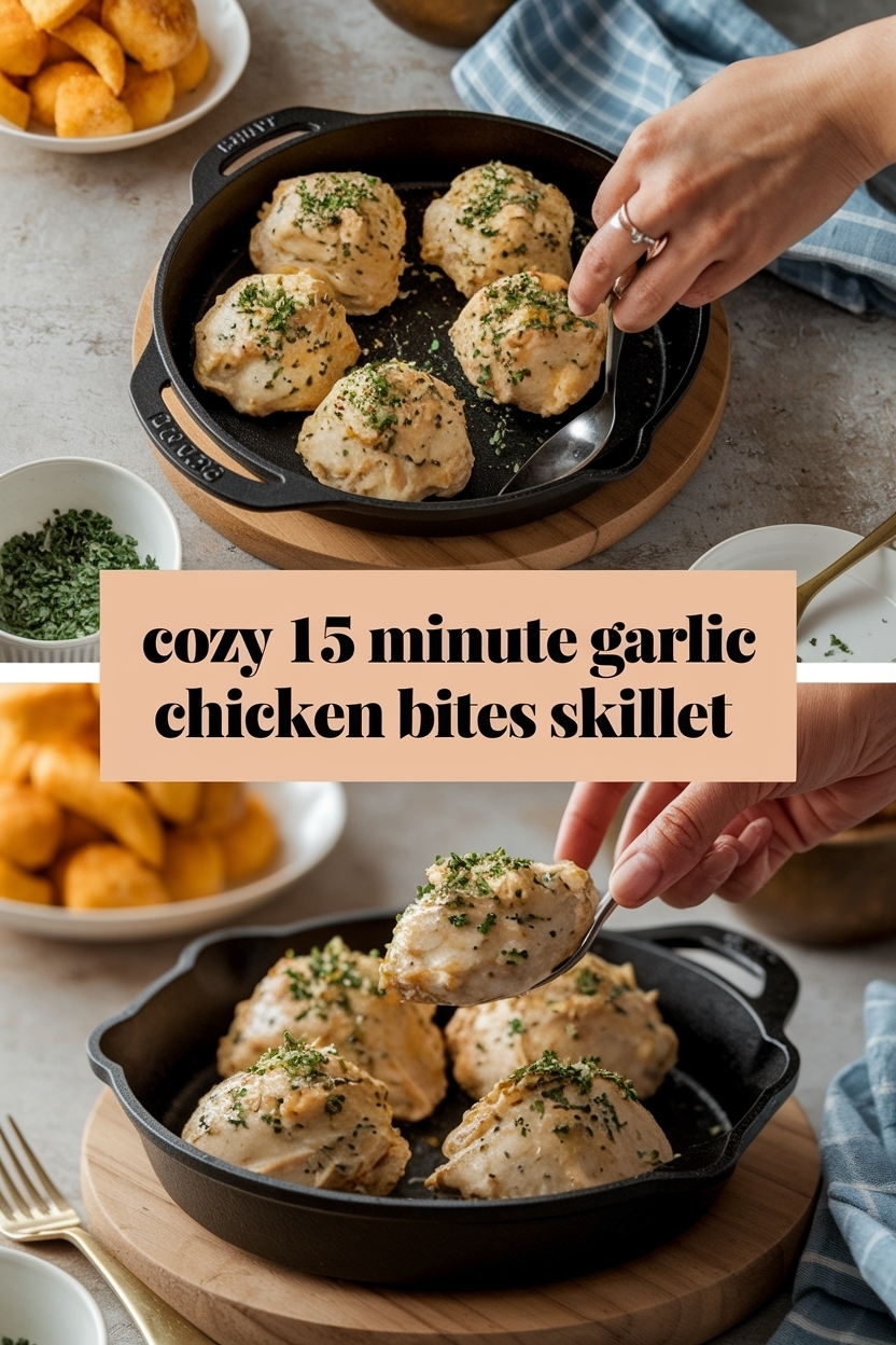15 minute garlic butter chicken bites skillet