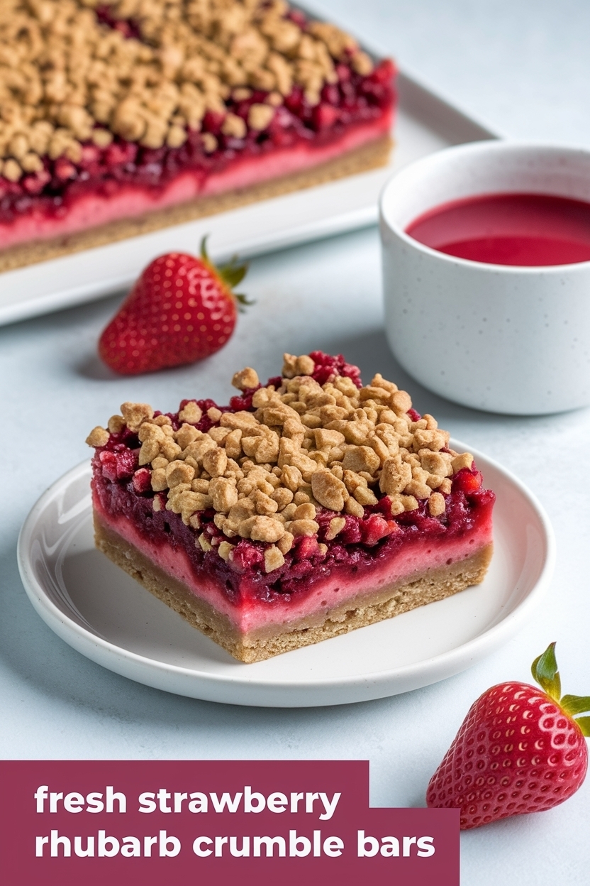 strawberry rhubarb crumble bars