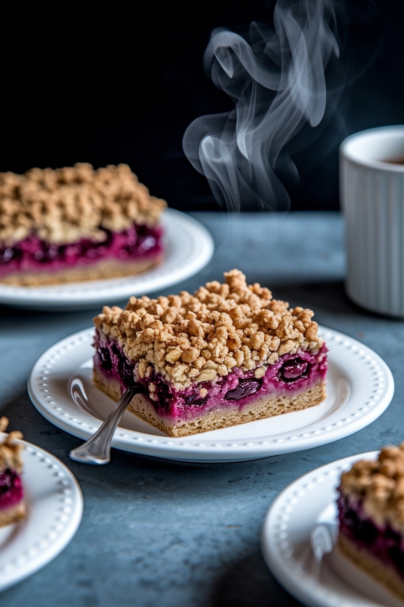 mulberry crumble bars oat streusel
