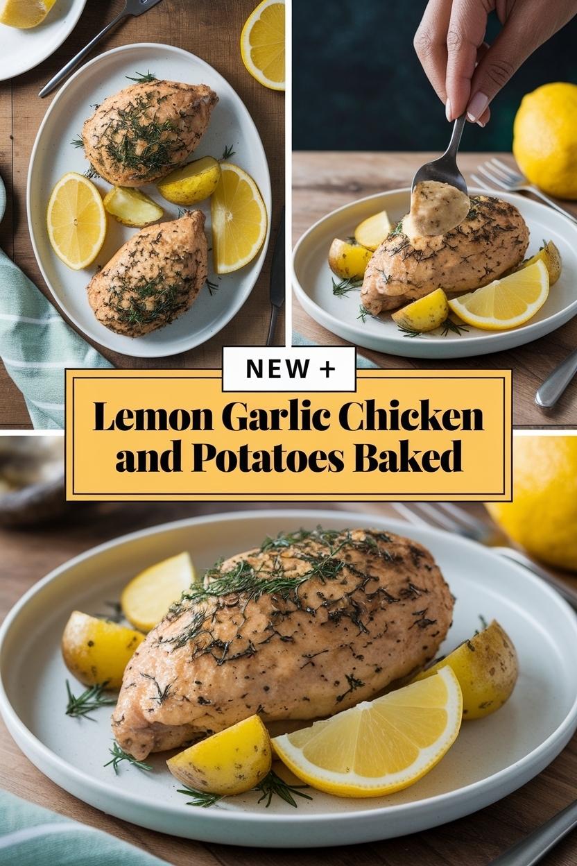 lemon garlic chicken and potatoes baked