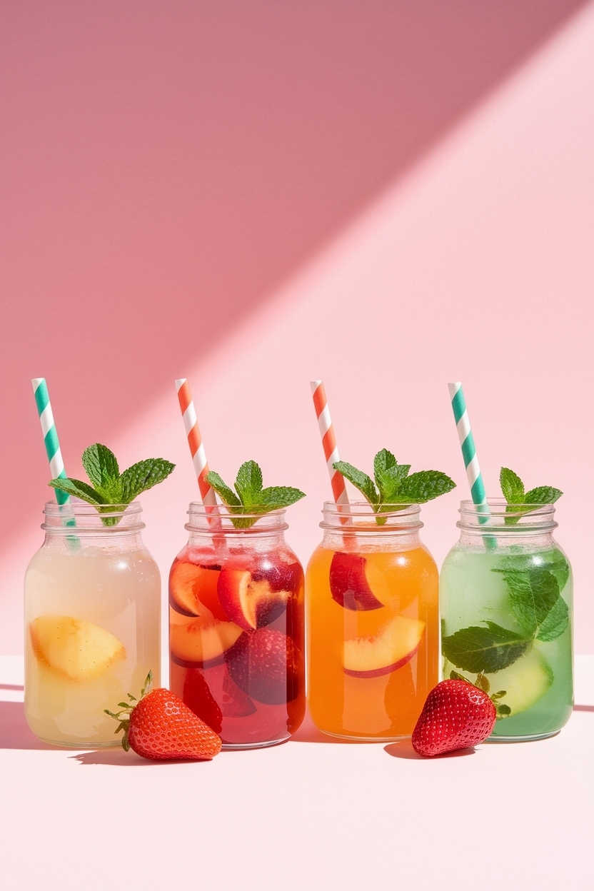 lemonade bar 3 flavors strawberry peach mint