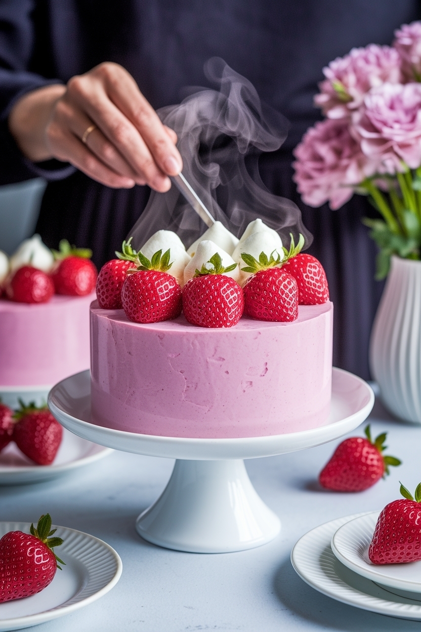 marbled pink strawberries valentine