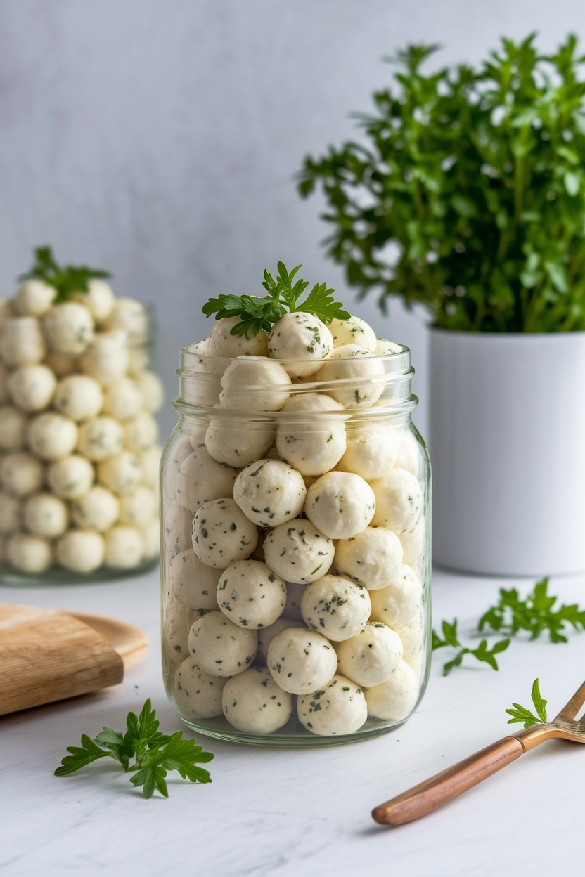 marinated mozzarella balls garlic herb jar