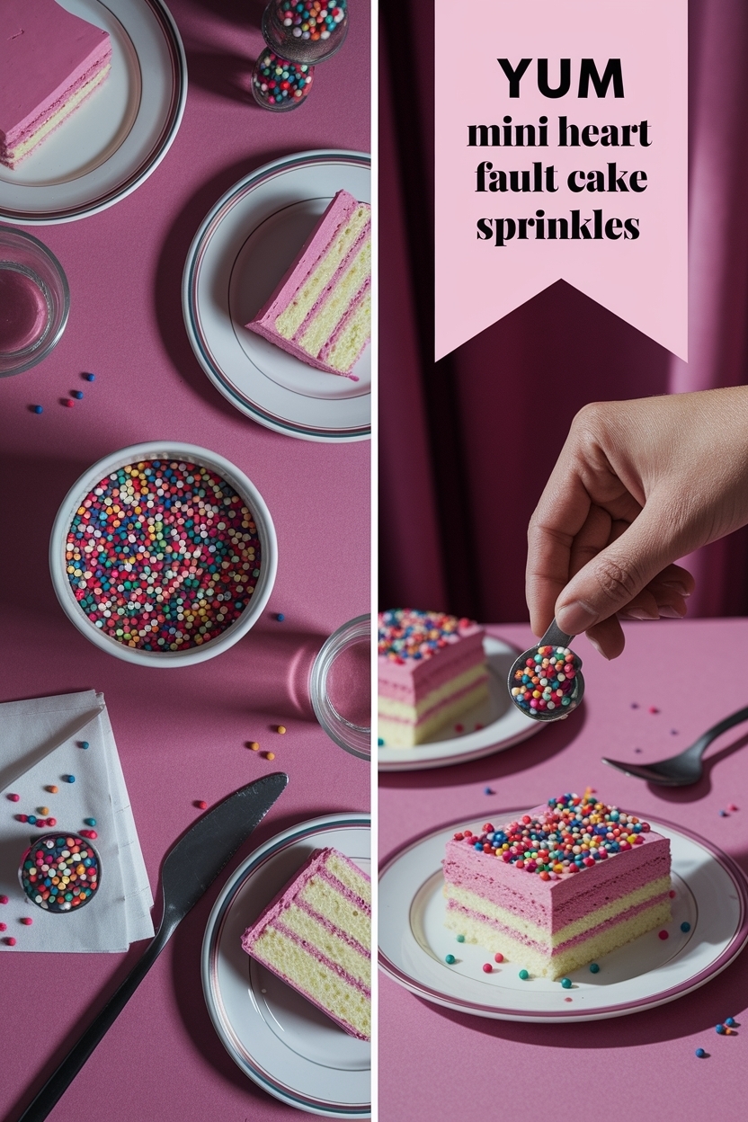 mini heart fault line cake sprinkles