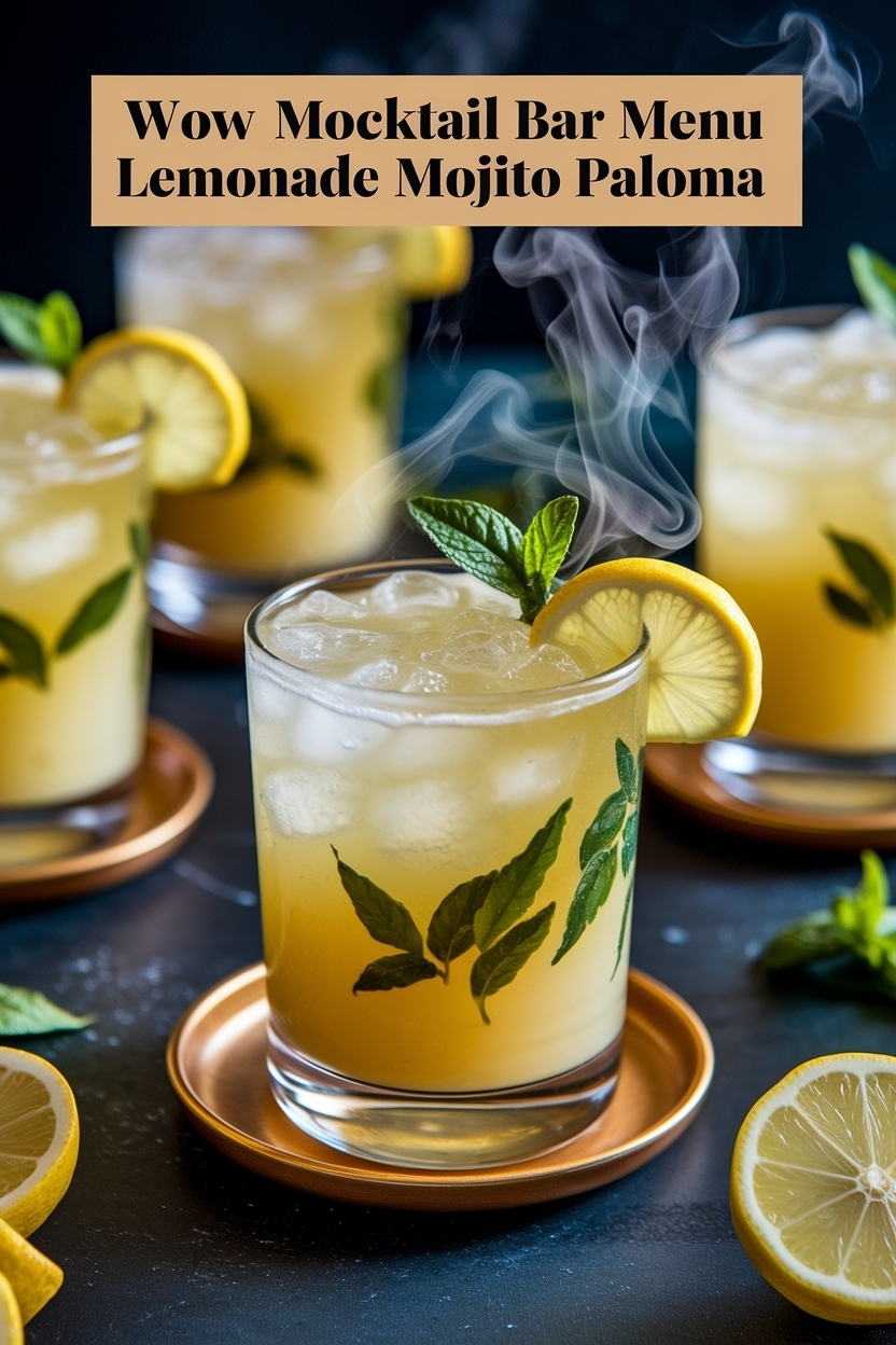 mocktail bar menu lemonade mojito paloma