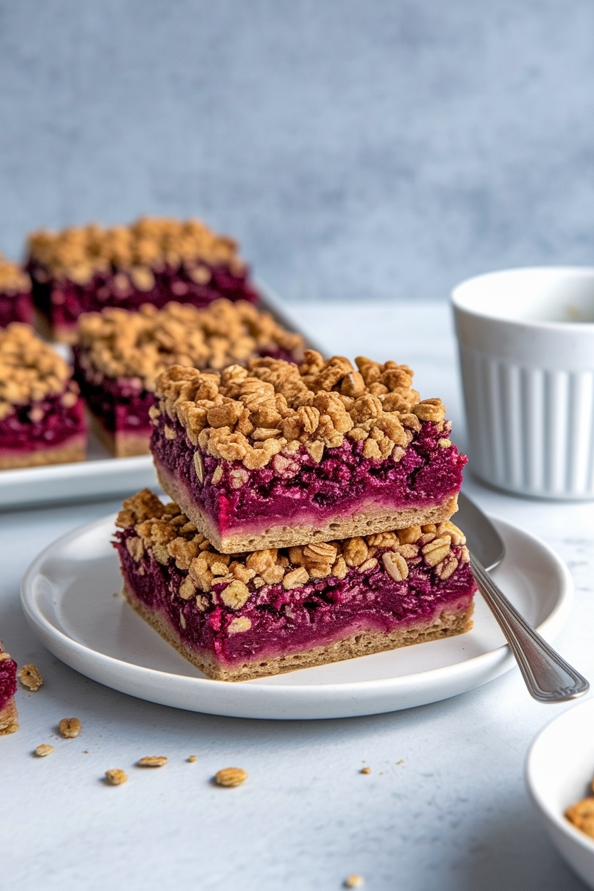 mulberry crumble bars oat streusel