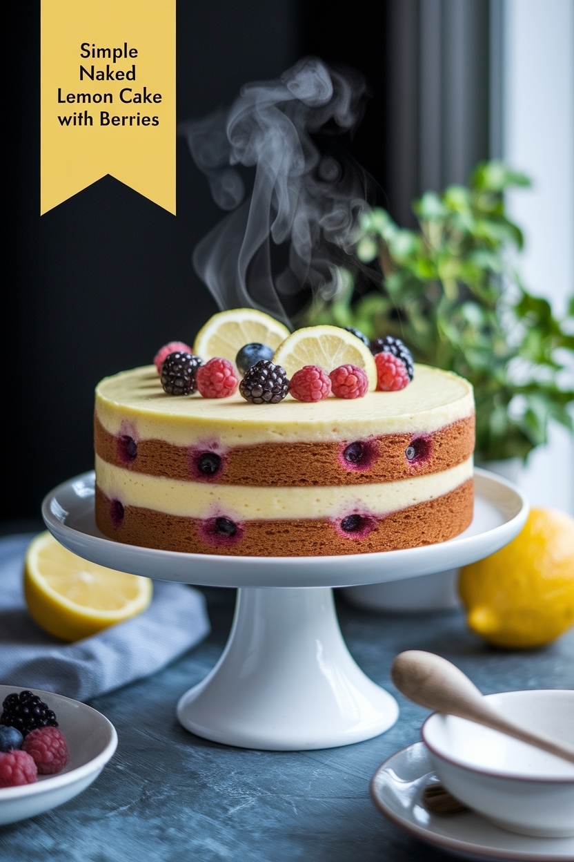 naked lemon cake with berries