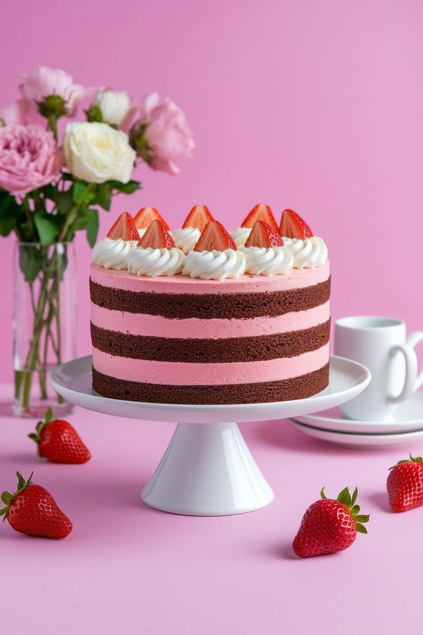 neapolitan layer cake chocolate vanilla strawberry