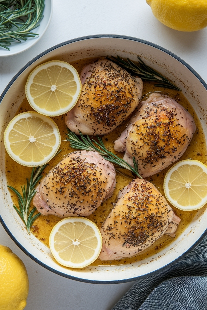 one pan lemon garlic chicken thighs