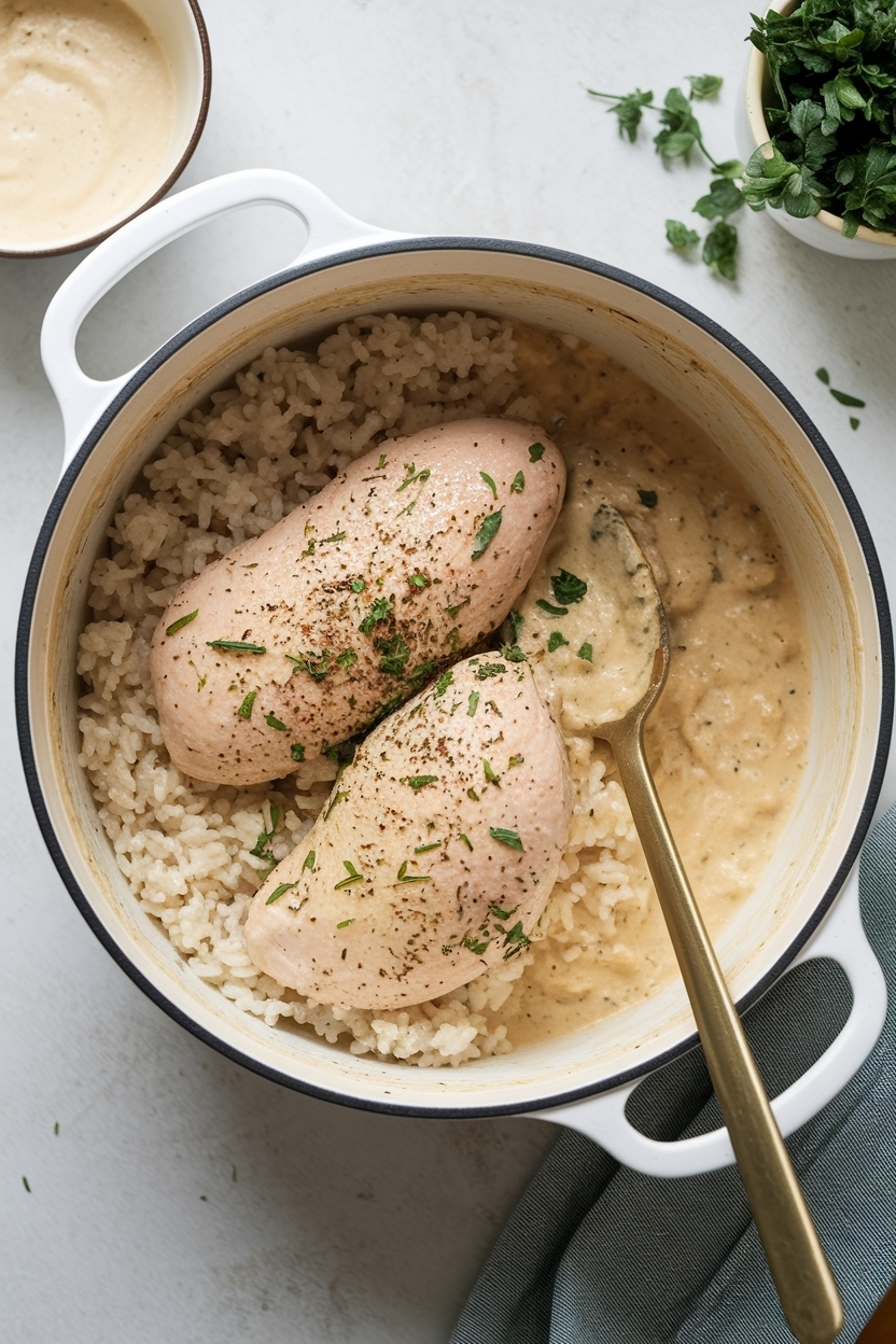 one pot chicken and rice creamy stovetop