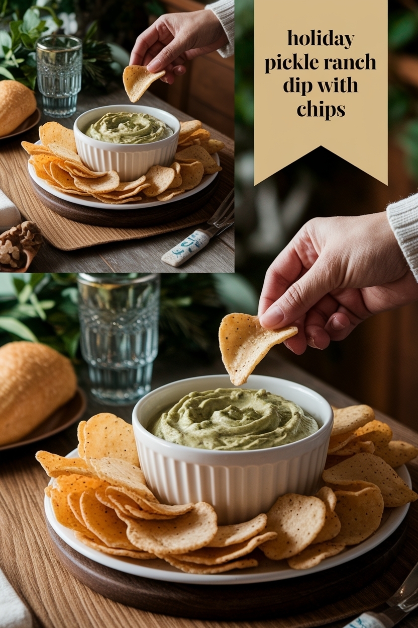 pickle ranch dip with chips