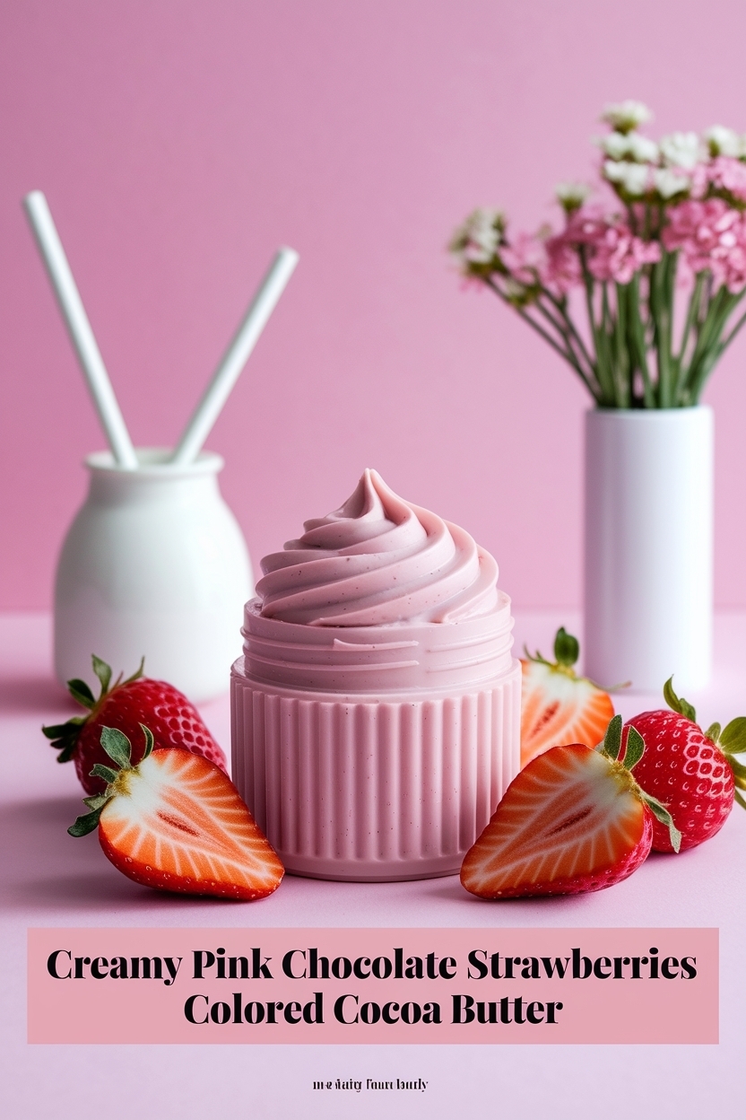 pink chocolate strawberries colored cocoa butter