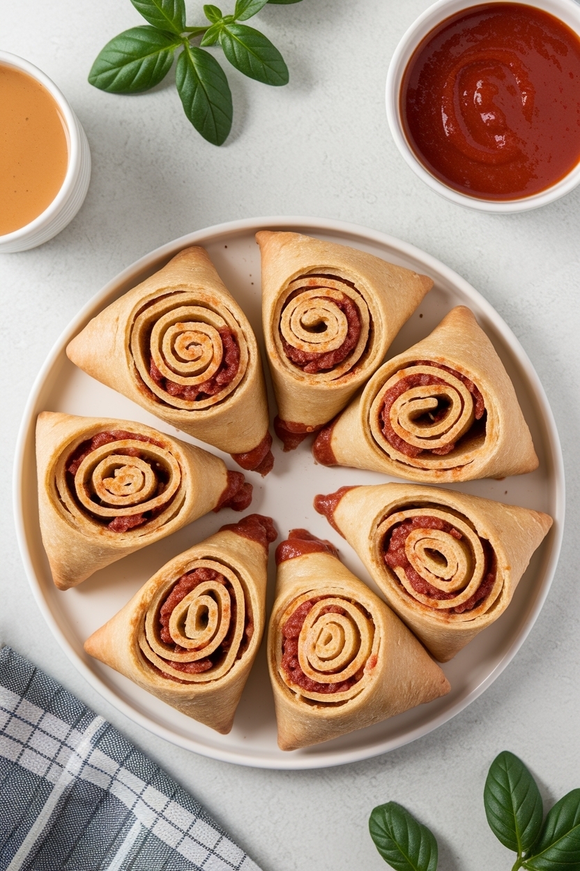 pizza crescent roll pinwheels marinara