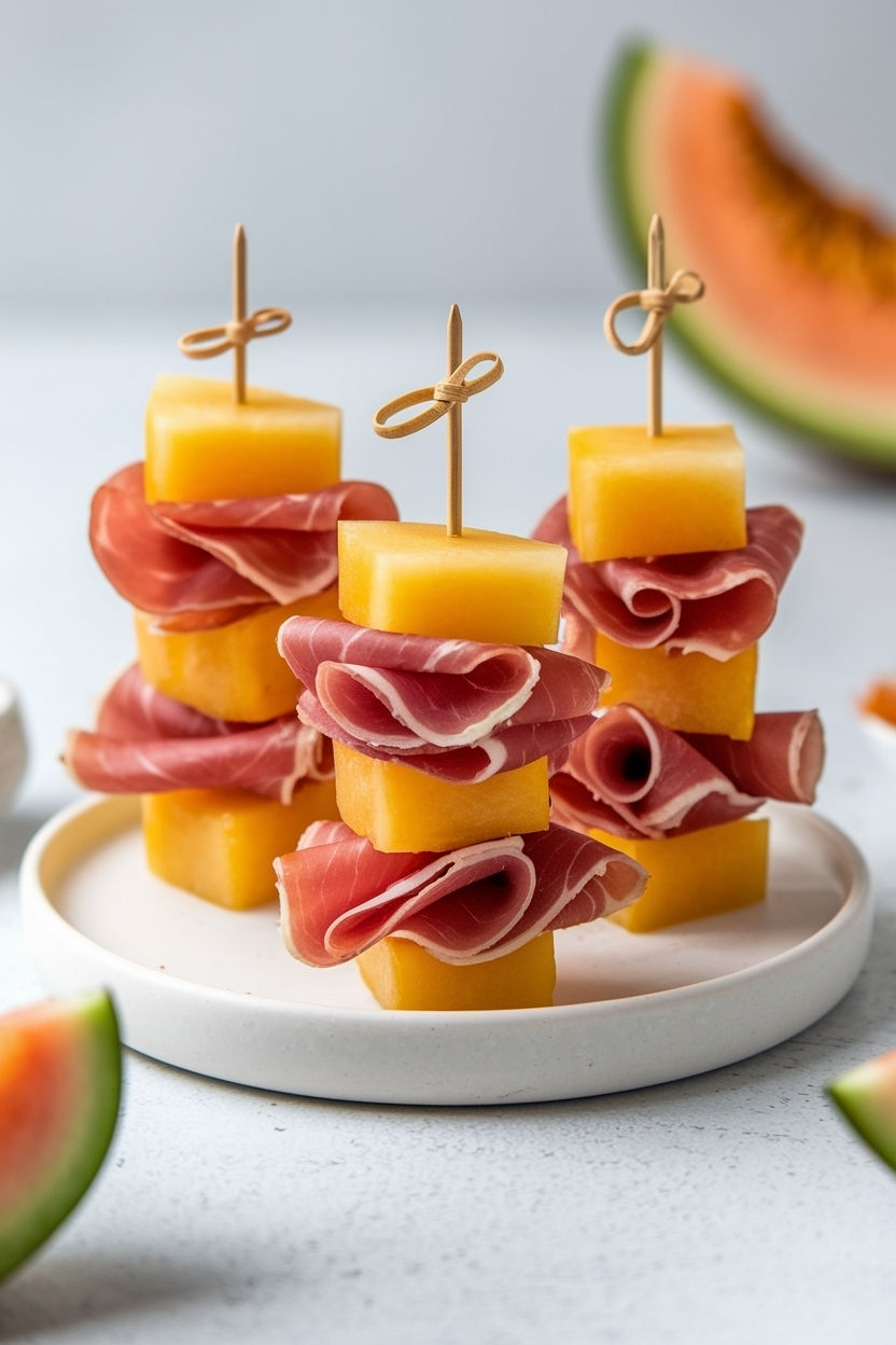prosciutto melon skewers