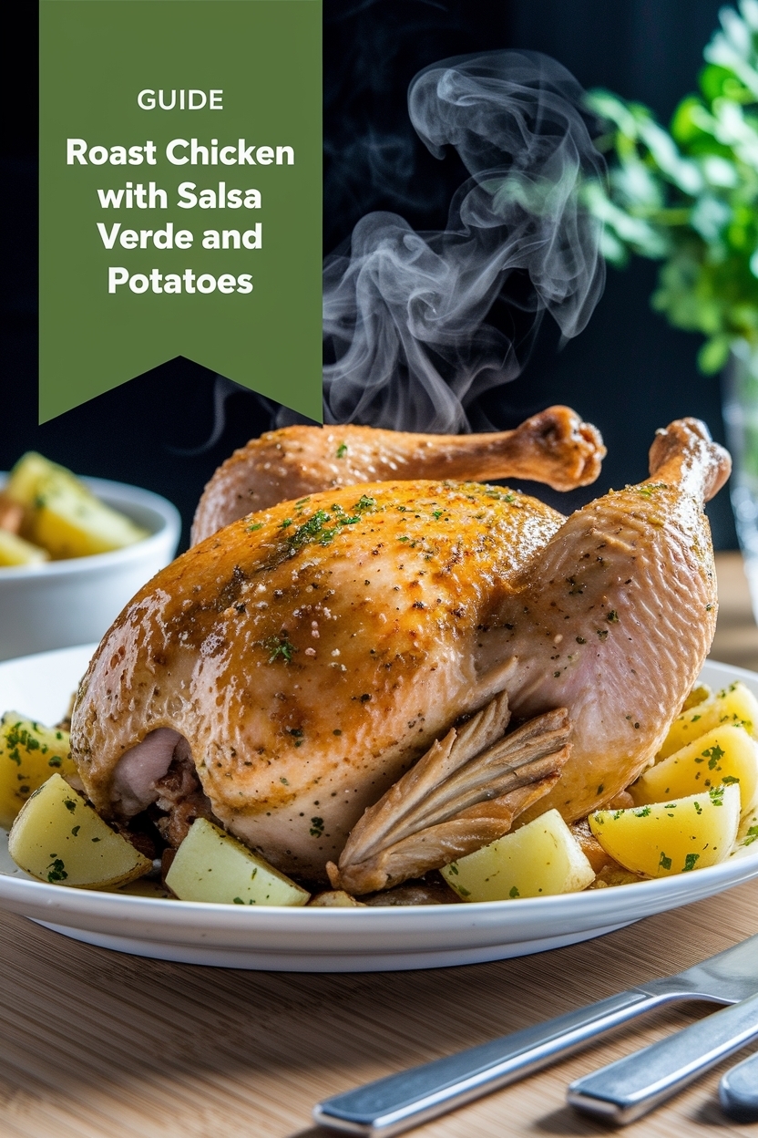 roast chicken with salsa verde and potatoes