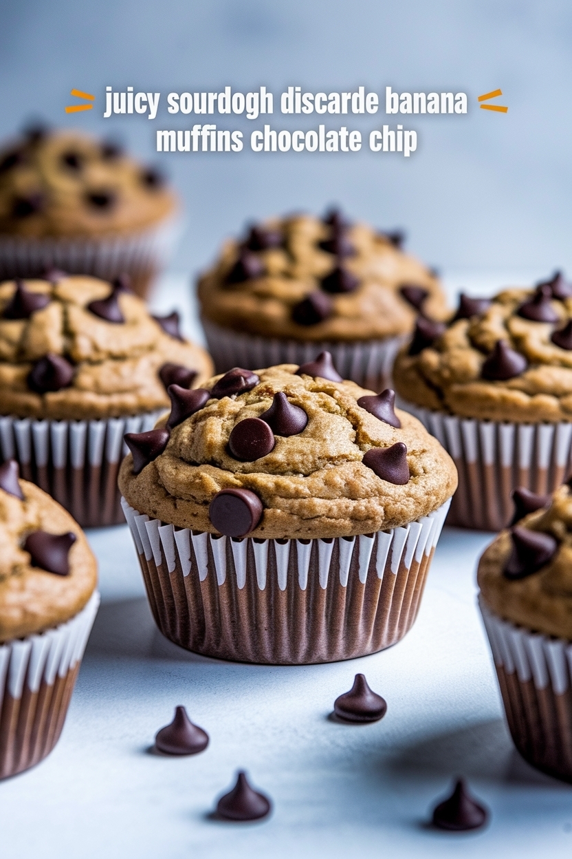 sourdough discard banana muffins chocolate chip