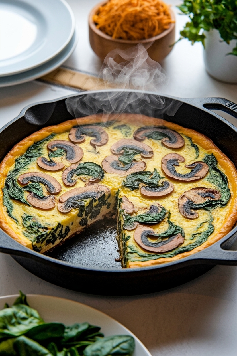 spinach mushroom frittata cast iron 12 inch