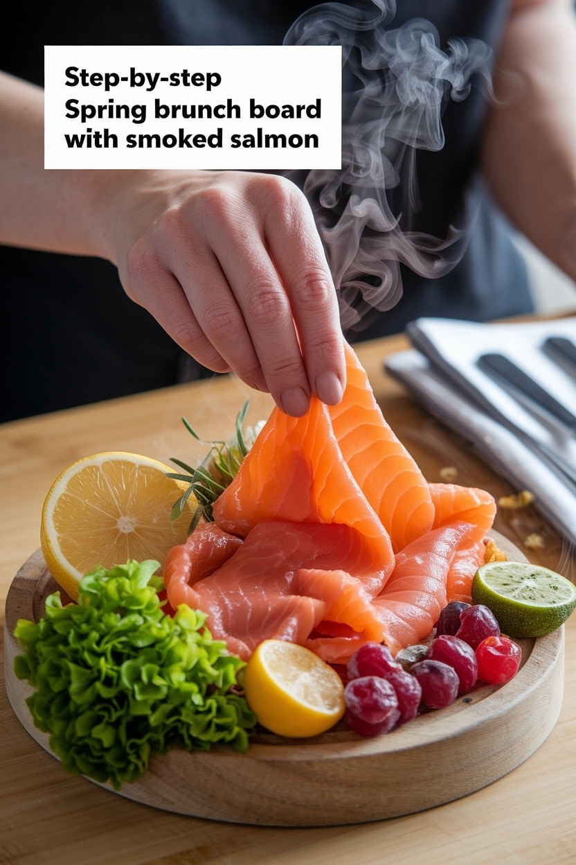 spring brunch board with smoked salmon