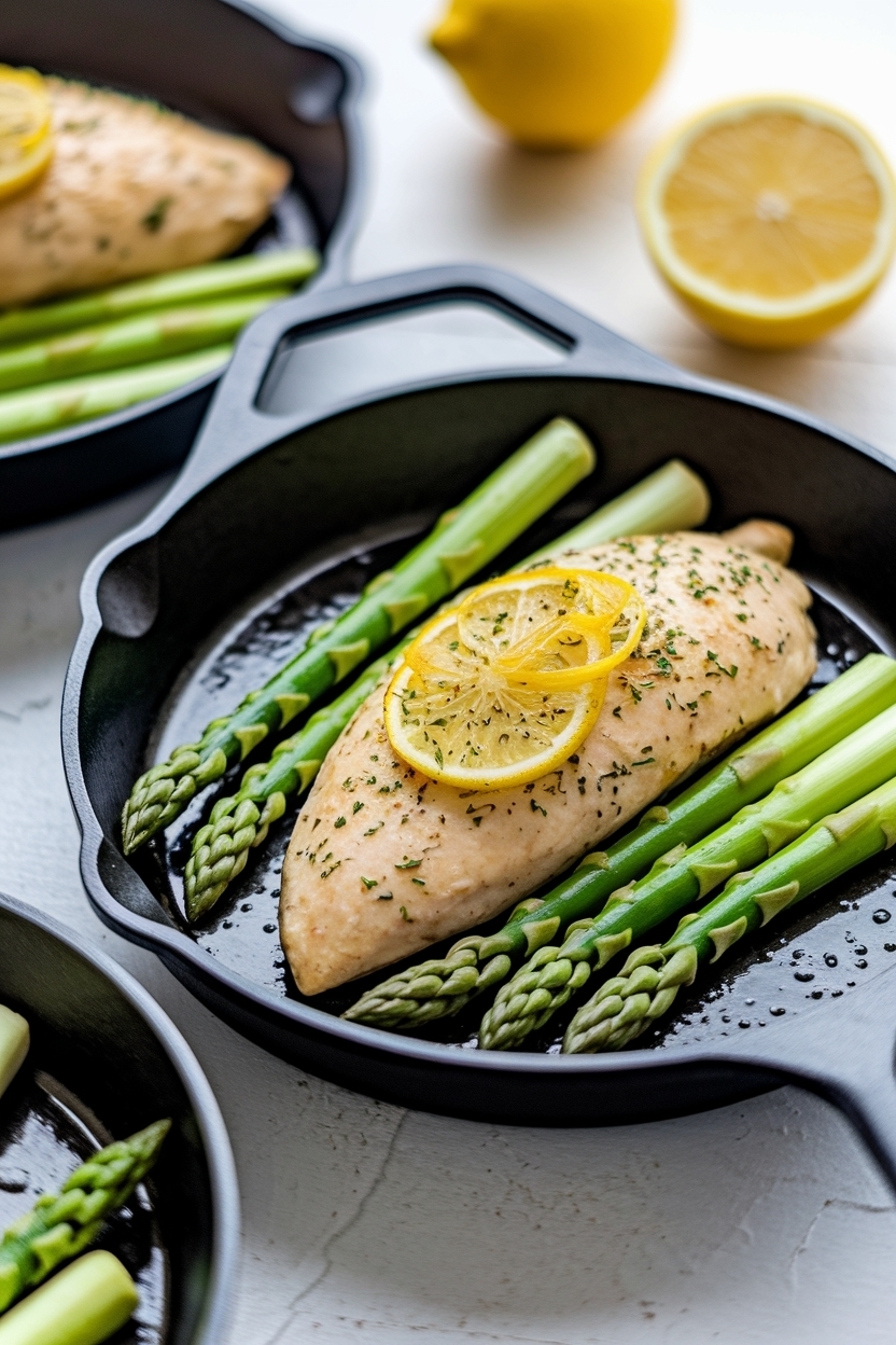 spring lemon chicken asparagus skillet