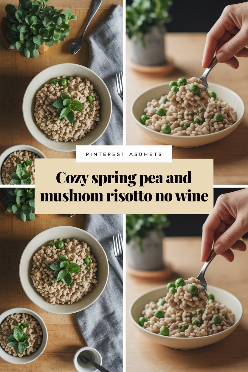 spring pea and mushroom risotto no wine