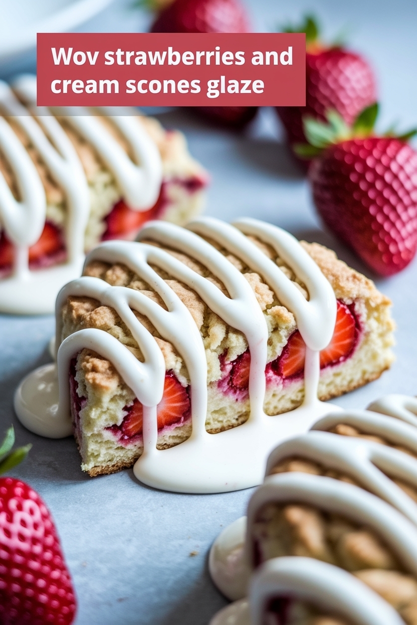 strawberries and cream scones glaze