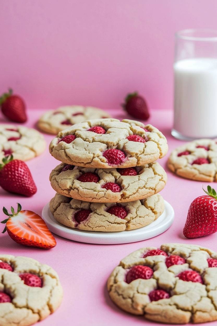 strawberry cake mix cookies crinkle