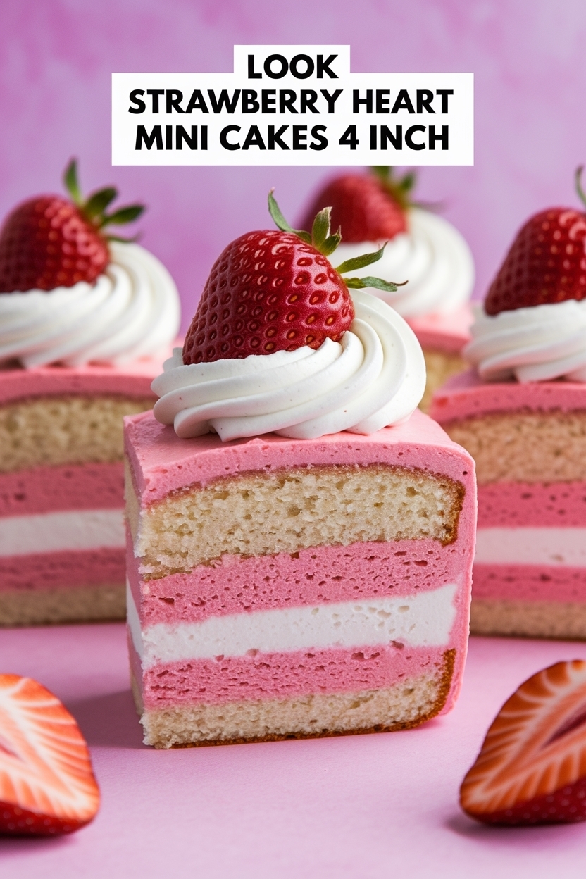strawberry heart mini cakes 4 inch